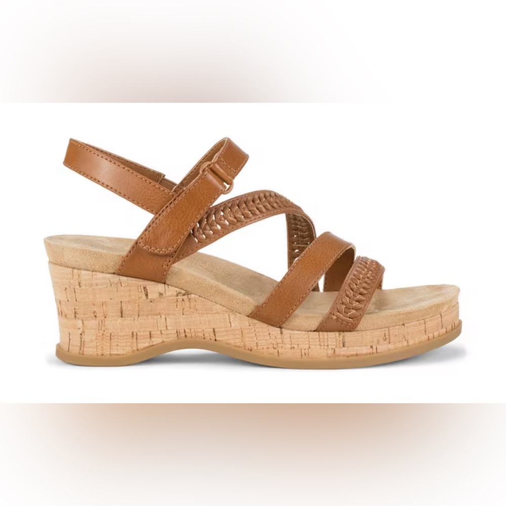 Women's Tan Wedge Sandals Baretraps 10 New Ciara Dark Carmel